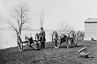 Two Wiard guns at the Arsenal, with Gen. Daniel E. Sickles