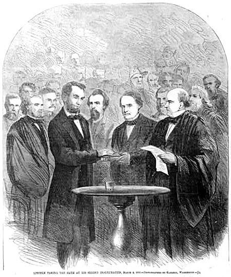 Lincoln taking oath at his second inauguration