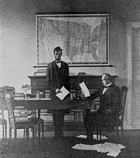 Abraham Lincoln and Salmon P. Chase Conferring About the National Bank Act of 1863