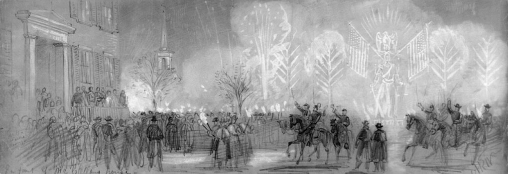 Torchlight parade by General Blenker’s Division in honor of General McClellan’s promotion to Commander-in-chief of the Army, Washington D.C., Nov. 3, 1861