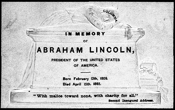 Mourning Card, printed immediately after President Lincoln’s Death