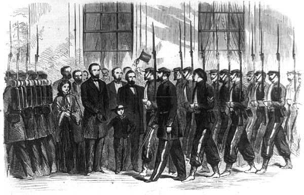 President Lincoln, Mary Todd Lincoln and Tad Lincoln Reviewing the NJ Brigade